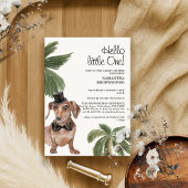 Pet Baby shower Boy Rustic Palm Dachshund Dog Kaart