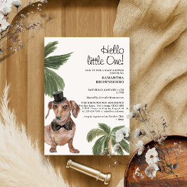 Pet Baby shower Boy Rustic Palm Dachshund Dog Kaart