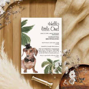 Pet Baby shower Boy Rustic Palm Dachshund Dog Kaart