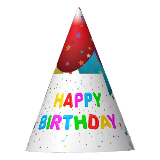 Pet/ballonnen en Confetti Feesthoedjes (Voorkant)