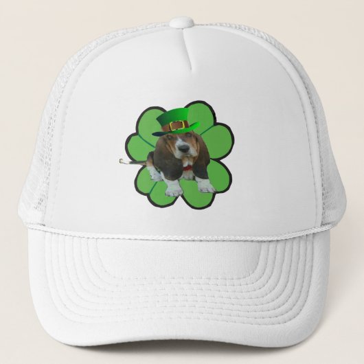 Pet Basset Hound Happy St Patrick's Day Clover (Voorkant)