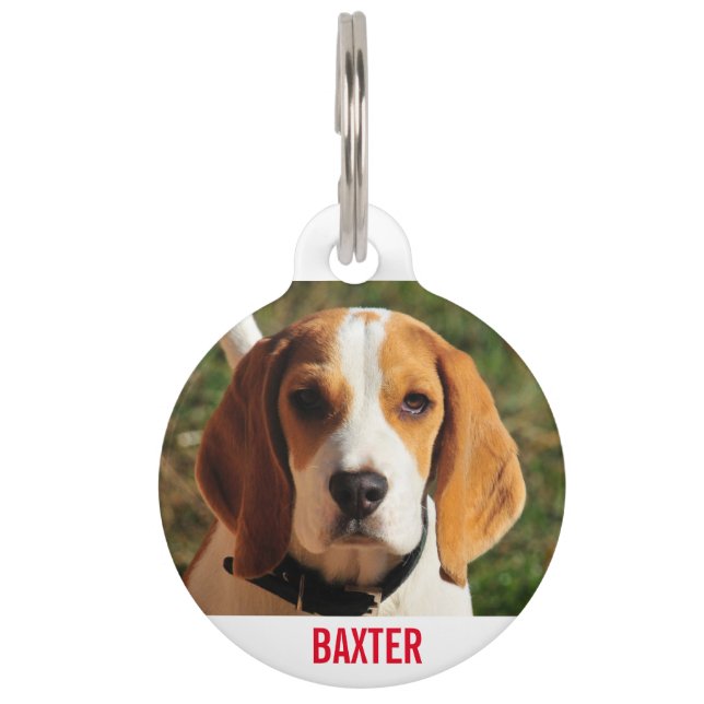 Pet Beagle Dog Foto gepersonaliseerd Huisdierpenning (Voorkant)