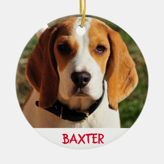Pet Beagle Dog Foto gepersonaliseerd Keramisch Ornament (Voorkant)