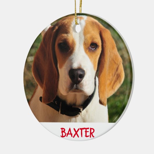 Pet Beagle Dog Foto gepersonaliseerd Keramisch Ornament (Links)