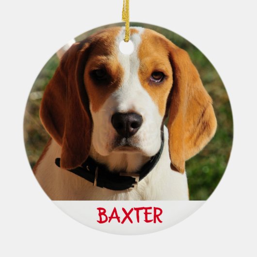 Pet Beagle Dog Foto gepersonaliseerd Keramisch Ornament (Achterkant)