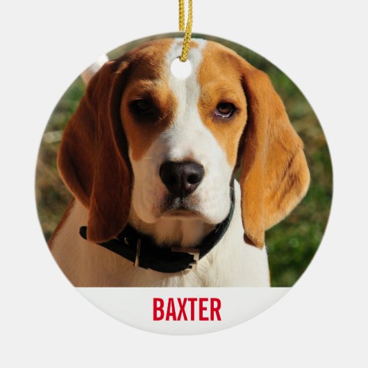 Pet Beagle Dog Foto gepersonaliseerd Keramisch Ornament (Voorkant)