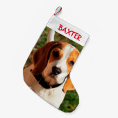 Pet Beagle Dog Foto gepersonaliseerd Kleine Kerstsok (Voorkant (Hangend))