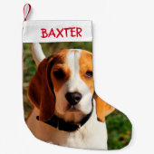 Pet Beagle Dog Foto gepersonaliseerd Kleine Kerstsok (Voorkant)