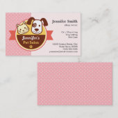 Pet Beauty Salon - Roze pokadots Visitekaartje (Voorkant / Achterkant)