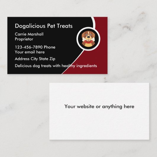 Pet behandelt Visitekaartjes (Voorkant / Achterkant)