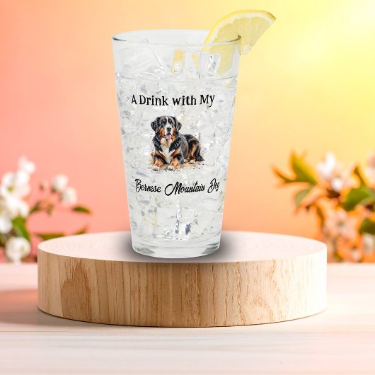 Pet Bernese Watercolor Personalize Glas