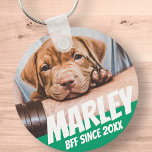 Pet BFF Beste vriend Foto Moderne Koel Eenvoudig Sleutelhanger<br><div class="desc">Het ontwerp is eenvoudig met een eenvoudige kleurenachtergrond en sans serif typografie voor een superheldenblik.</div>