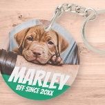 Pet BFF Beste vriend Foto Moderne Koel Eenvoudig Sleutelhanger<br><div class="desc">Het ontwerp is eenvoudig met een eenvoudige kleurenachtergrond en sans serif typografie voor een superheldenblik.</div>