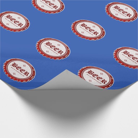 Pet Bier Rood op blauw Cadeaupapier (Hoek)