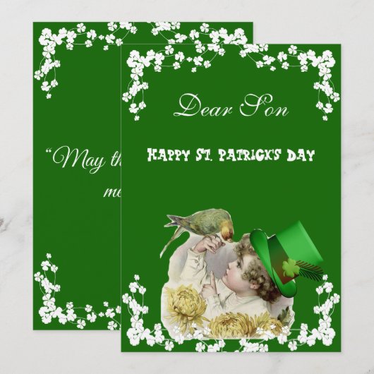 Pet Bird St. Patrick's Day Son/Grandson Feestdagenkaart (Voorkant / Achterkant)