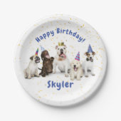 Pet Birthday Dog Celebration | Blauw Papieren Bordje (Voorkant)