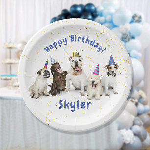 Pet Birthday Dog Celebration   Blauw Papieren Bordje
