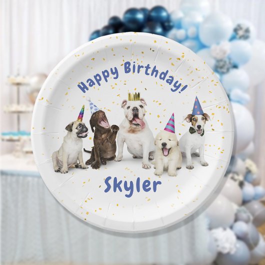 Pet Birthday Dog Celebration | Blauw Papieren Bordje