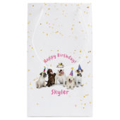 Pet Birthday Dog Celebration | Roze Klein Cadeauzakje (Achterkant)