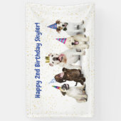 Pet Birthday Dog Party | Blauw Spandoek (Verticaal)
