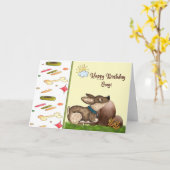 Pet Birthday Kaart voor Corgi Dog. (Gele Bloem)