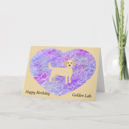 Pet Birthday Kaart voor Golden Lab. Achtergrond ha (Voorkant)