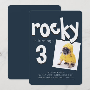 Pet Birthday Modern Cool Typografie Kaart