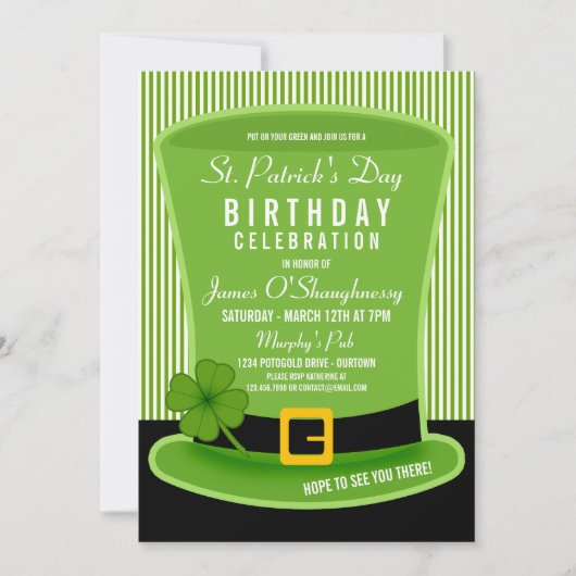 Pet Birthday Party - Uitnodigingen op Leprechaun (Voorkant)