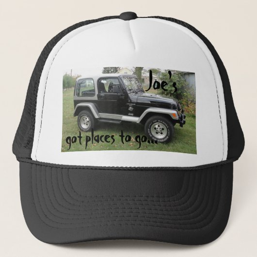 Pet Black en Grey Gepersonaliseerd Jeep Pet (Voorkant)