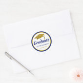 Pet Blauw en goudglitter Afstuderen Afstuderen Ronde Sticker (Envelop)