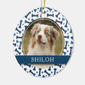 Pet Blue Bone Hearts Patroon 2 Foto Keramisch Ornament (Links)