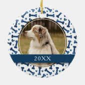 Pet Blue Bone Hearts Patroon 2 Foto Keramisch Ornament (Achterkant)