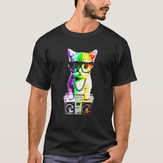 Pet Boombox Cat T-shirt (Voorkant)