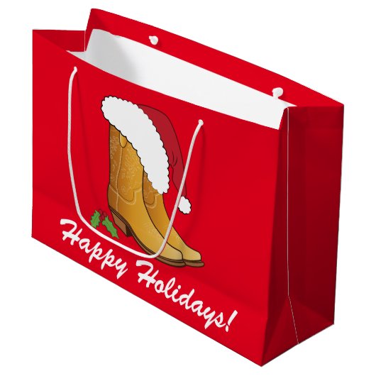Pet Boots Prettige feestdagen Large Cadeautasje (Voorkant Gekanteld)