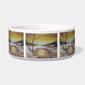 Pet Bowl Ann Hayes Painting Winter Scene Voerbakje