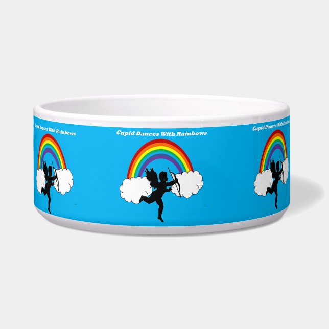 Pet Bowl Cupid Dances met regenbogen Voerbakje (Voorkant)