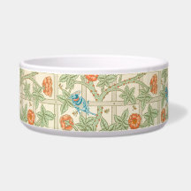 Pet Bowl Floral Garden Trellis Pattern met vogels