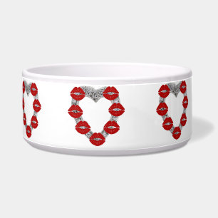 Pet Bowl Heart Diamond met Kisses Voerbakje