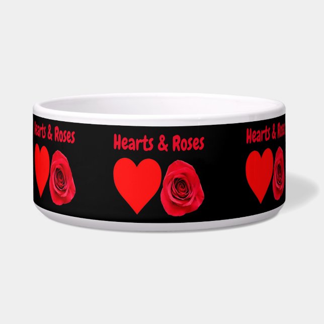 Pet Bowl Hearts en Rozen Voerbakje (Voorkant)