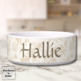 Pet Bowl - Ivory Botanical, Personalized  Voerbakje