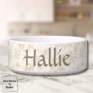 Pet Bowl - Ivory Botanical, Personalized  Voerbakje