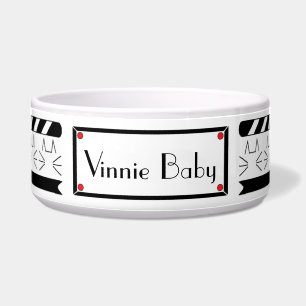 Pet Bowl Large Black/White "FEED ME HANGRY" Voerbakje
