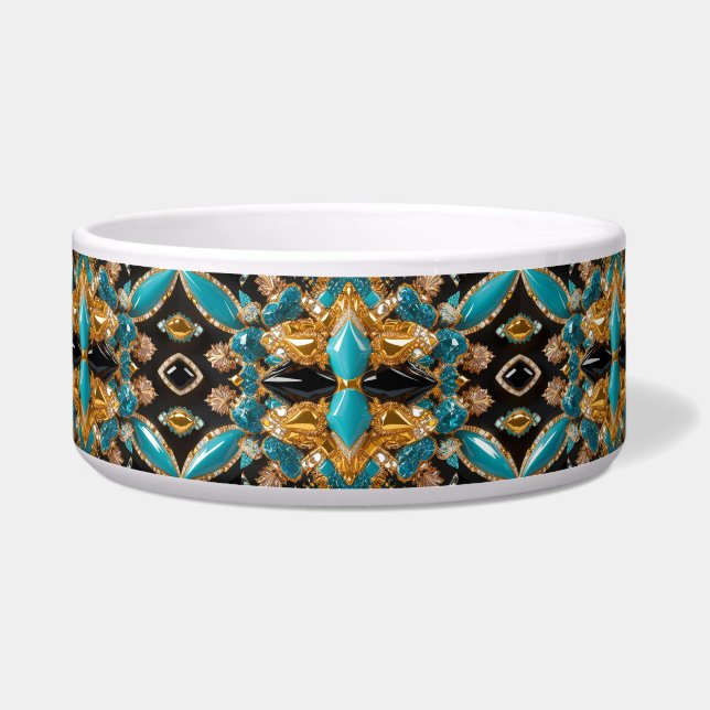 Pet Bowl met Bahama's Kleuren Abstract Ontwerp Voerbakje (Voorkant)
