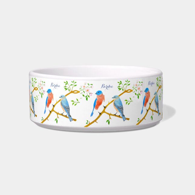 Pet Bowl met blauw en tekst Voerbakje (Voorkant)