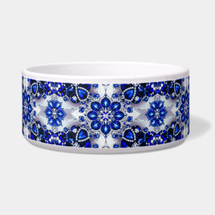Pet Bowl met Blauw Witte Kleuren Abstract Ontwerp Voerbakje