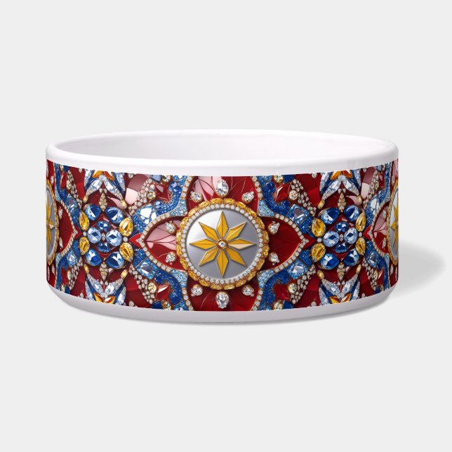 Pet Bowl met Colombiaanse kleuren Abstract Design Voerbakje (Voorkant)