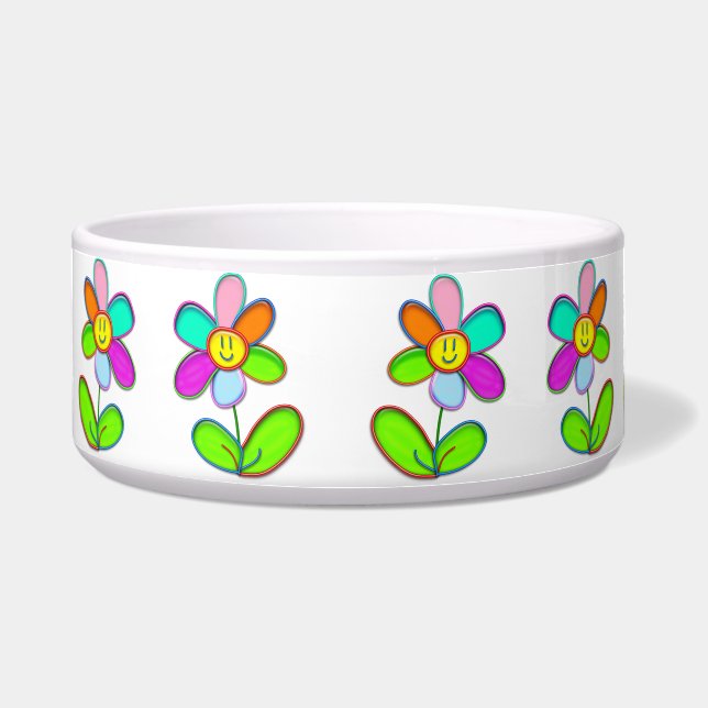 Pet bowl met Colorful Daisy - Voerbakje (Voorkant)