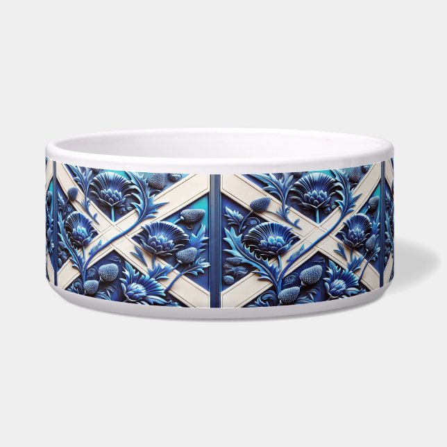 Pet Bowl met Schots Thistles Design Voerbakje (Voorkant)