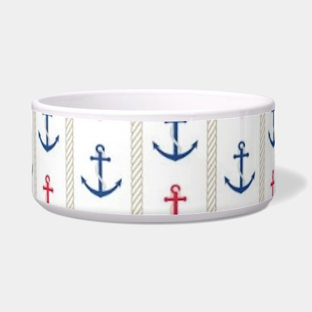 Pet Bowl Nautical Anchors Voerbakje (Voorkant)