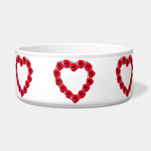 Pet Bowl Red Heart Rozen Voerbakje (Voorkant)